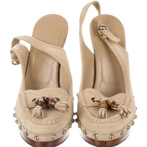 Gucci Ivory Suede Slingback w/platform